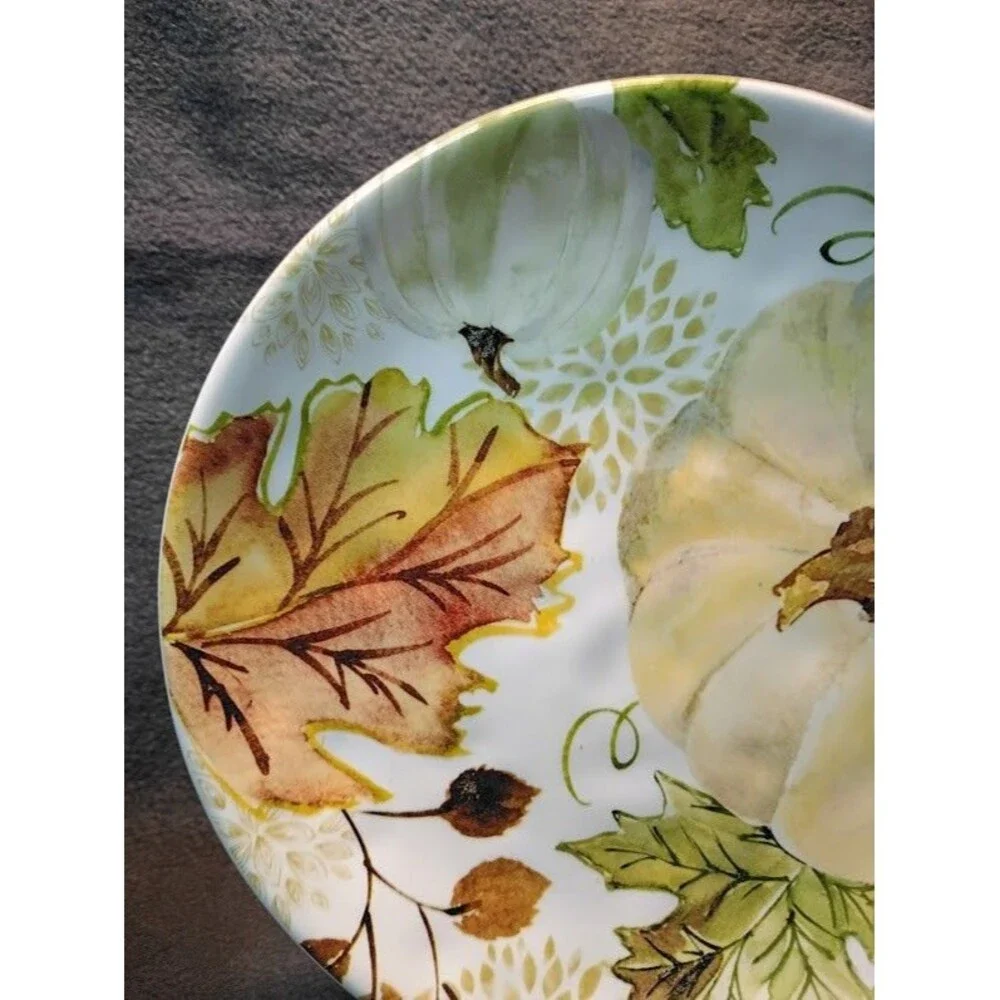 Set/2 Robert Stanley Harvest Pumpkin Salad Dessert Plates Fall Thanksgiving 3C